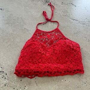 Masquerade Scarlet Lace Crop Top